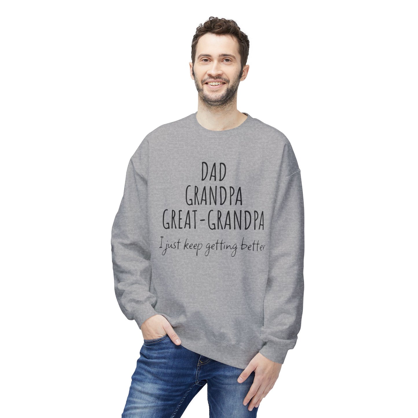 Super Grandpa Evolution – Dad, Grandpa, Great Grandpa Sweatshirt