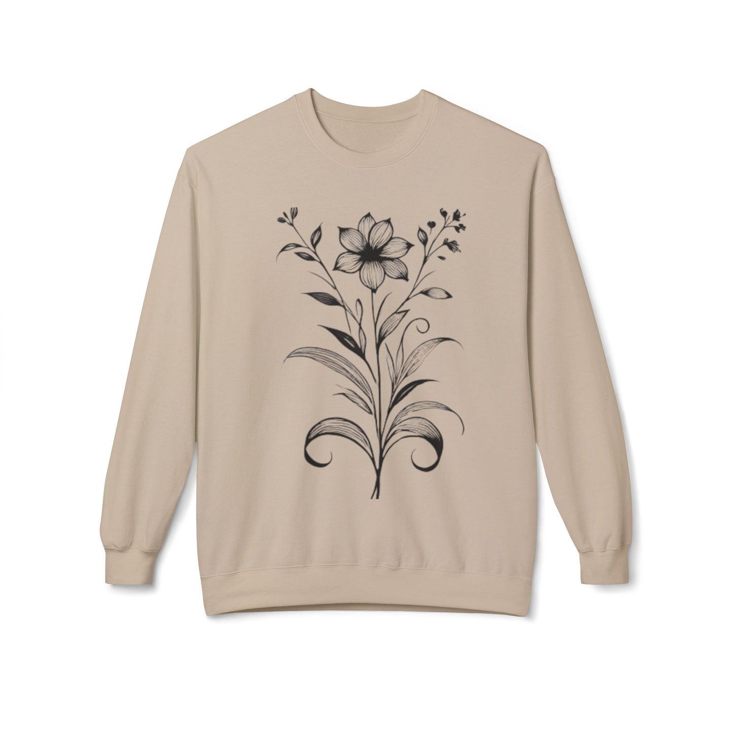 Floral Line Art Sweatshirt - Women's