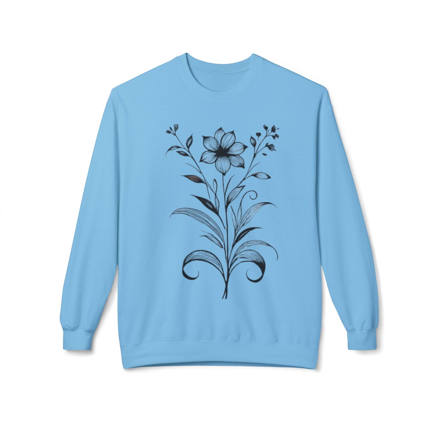 Floral Line Art Sweatshirt - Women's