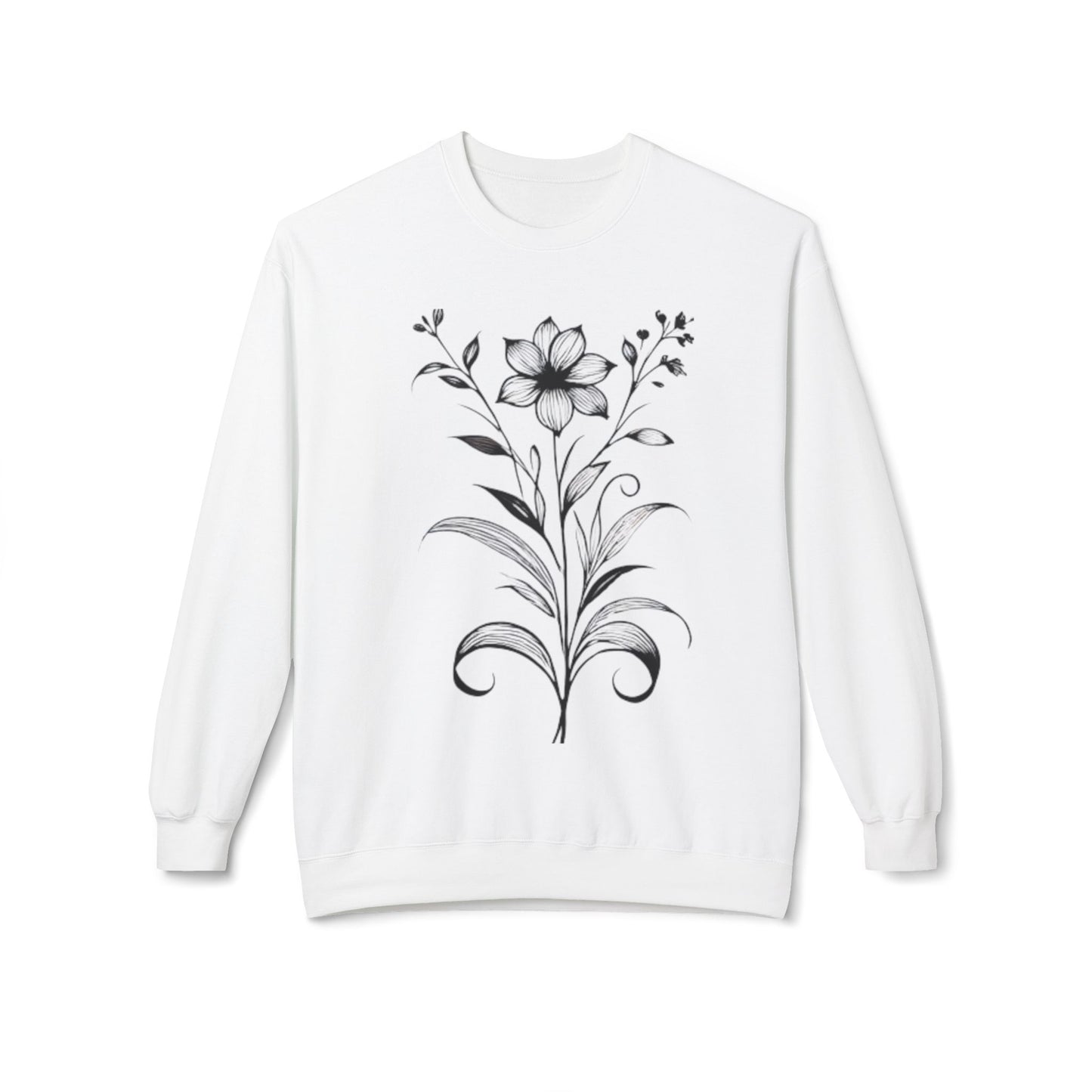 Floral Line Art Sweatshirt - Women's