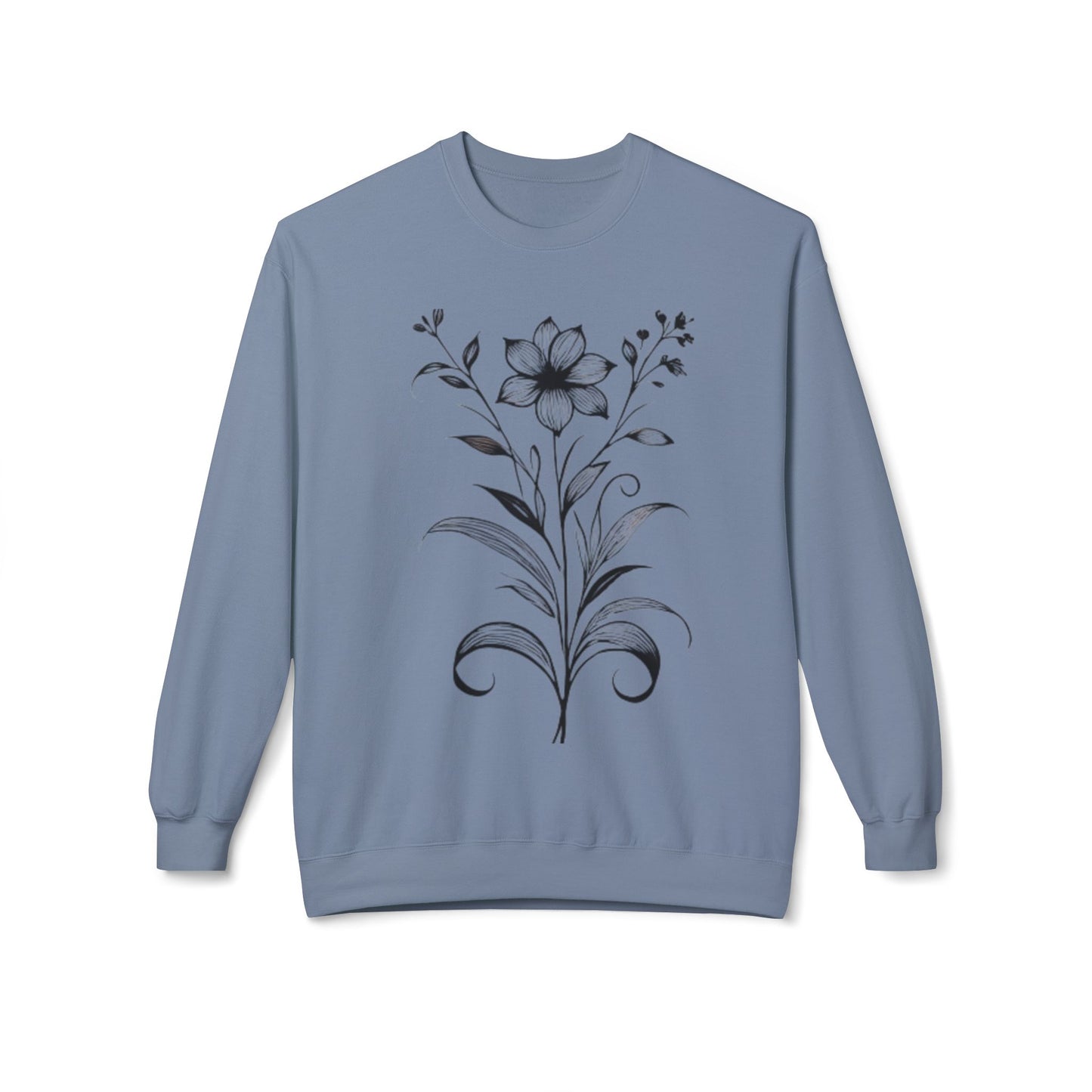 Floral Line Art Sweatshirt - Women's