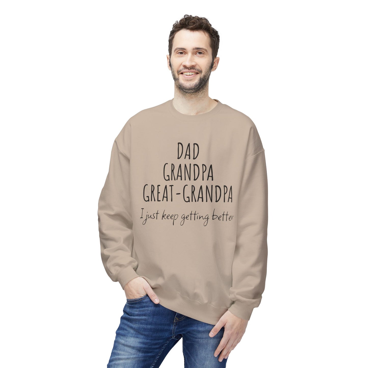 Super Grandpa Evolution – Dad, Grandpa, Great Grandpa Sweatshirt